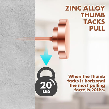 30 Pieces Rose Gold Thumb Tacks, Rose Gold Push Pins, Metal Push Pins for Wall, Wall Tacks, Wall Pins, Push Pins for Bulletin Board, Picture Hanging Nails, Picture Hanging Hooks