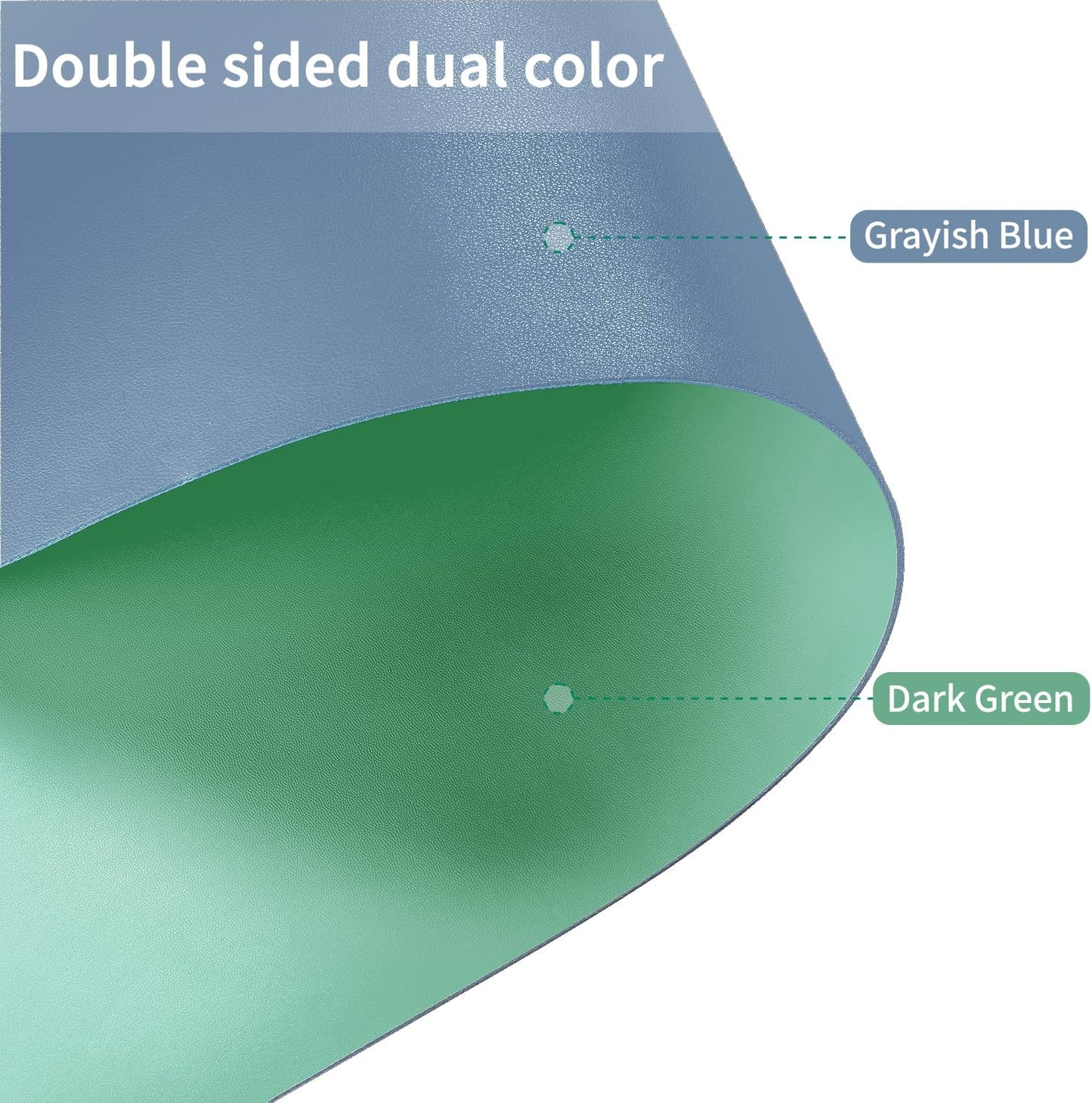 Leather Desk Mat,1.8mm Thick,15.75x63 Inch Desk Cover,Desk Protector Mat,Dresser Cover Top,Nail Table Mat,Dresser Cover,Quartz Countertop Protector(Grayish Blue+Dark Green,15.75x63)