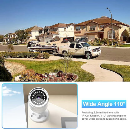 5MP Bullet PoE Camera, IP Surveillance Security Camera, Waterproof Outdoor IP67, Built-in Mic, 2.8mm Lens Wide Angle 110°, Night Vision 100ft, AI Human&Vehicle Detection, INB5GR38F (White)
