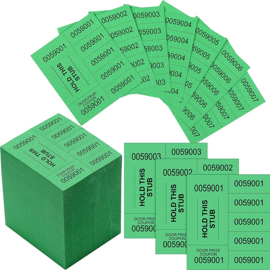Kosiz 1000 Sheets 5 Bid Raffle Ticket Numbers Auction Tickets for Events & Church (Green)