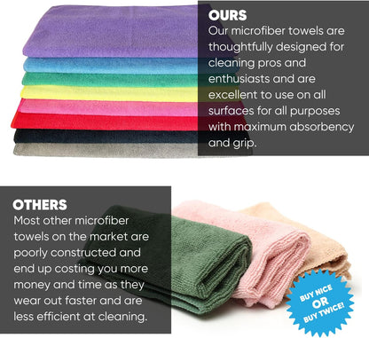 12" x 12" MW Pro Multi-Surface Microfiber Cleaning Cloths | Gray - 48 Pack | Premium Microfiber Towels for Cleaning Glass, Kitchens, Bathrooms, Automotive, Supplies & Products