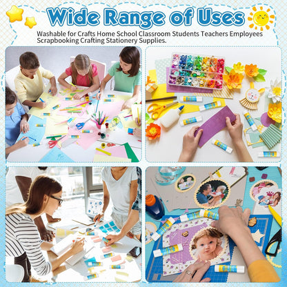 Zubebe 200 Pcs White Glue Stick Bulk Back to School Gifts First Day Sets 0.32 oz Washable Glue Stick for Crafts Home Classroom Prize Party Supplies Scrapbooking Crafting Supplies(School)