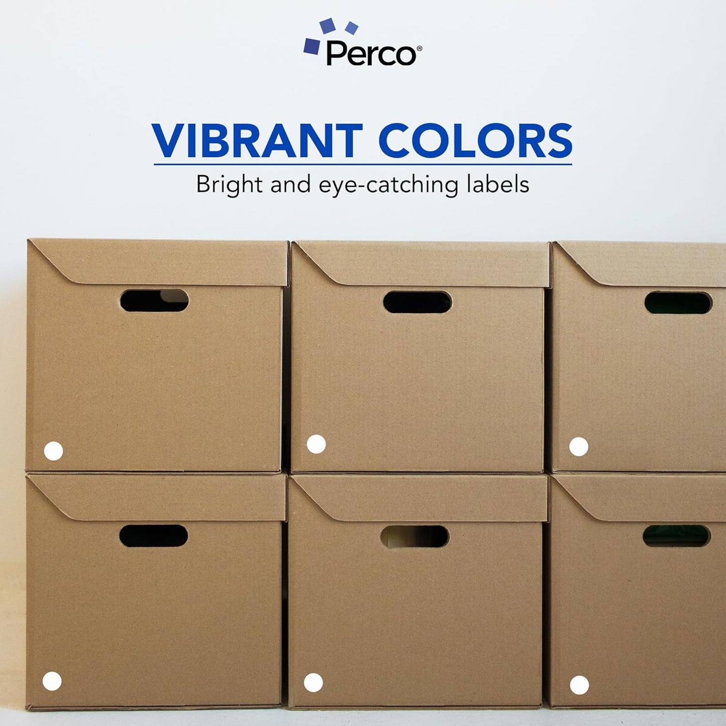 Perco White 1-Inch Round Circle Dot Sticker Labels with Easy Peel Perforation - 1,000 Labels per Roll - Strong Adhesion, Vibrant Colors for Organizing, Crafting & More - Made in USA
