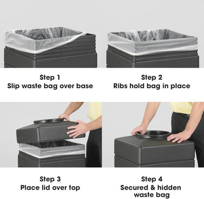 Safco Canmeleon Trash Can, 30 Gallons, Indoor and Outdoor Use, Durable & Weather-Resistant Commercial Garbage Can with Ashtray and Stone Panels, Black