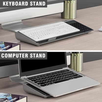 SELEAD Desktop Glass Whiteboard with Calculator, Organizer, Markers, Eraser, Holder - Black Dry Erase White Board Computer Pad Keyboard Stand for Home, School, Office Desk Cubicle Accessories