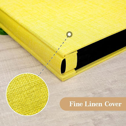 potricher Small Photo Album 4x6 200 Photos Linen Cover Picture Photo Book for Family Wedding Anniversary Baby Vacation (Yellow,200 Pockets)