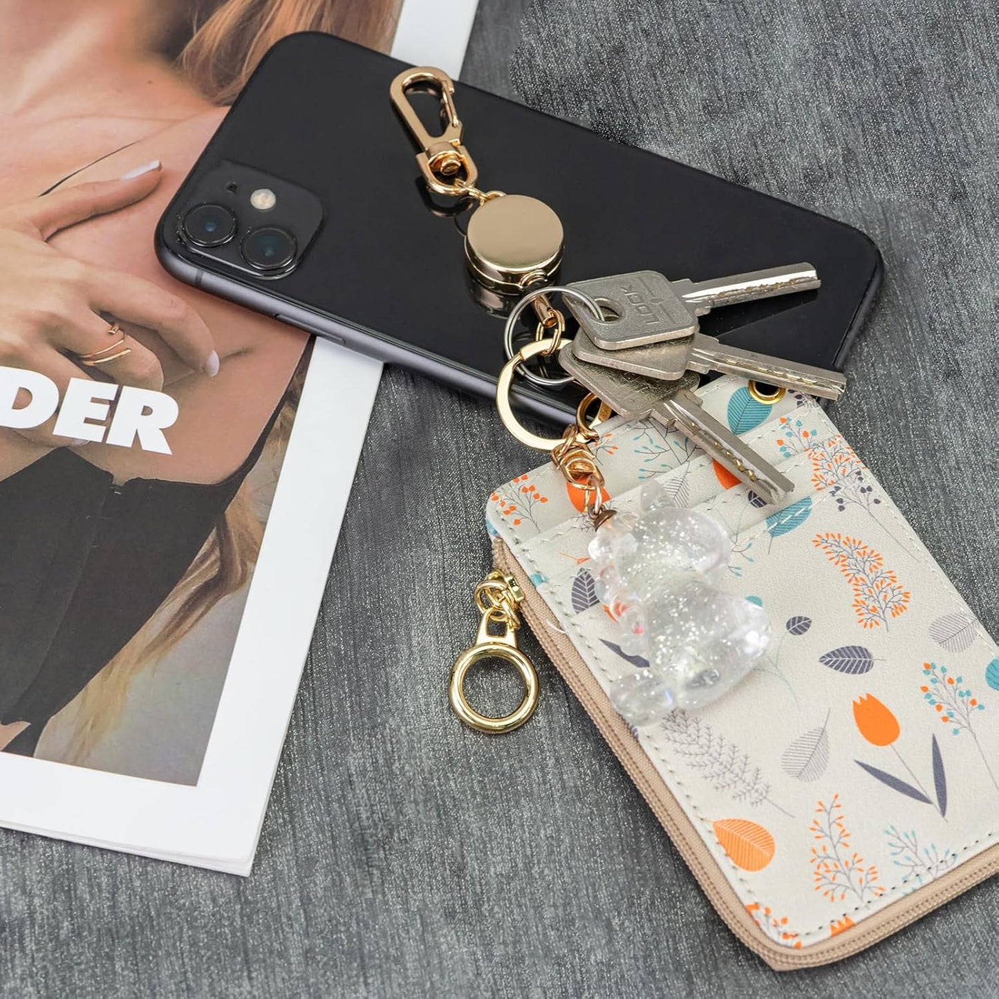 bolimoss 3 Pack Retractable Keychain, Retractable Badge Holder, Badge Reel for Id Card Holders, Id Card Holder （Silver,Rose Gold,Gold