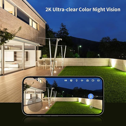 Jennov 2K Security Camera, WiFi Indoor Camera for Home Security, Plug in Powered Pet Cam, Dual-Band (5GHz/2.4GHz), Color Night Vision, 2-Way Audio, Human Motion Detection, IP66 Waterproof Outdoor