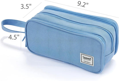 Pencil Case Pouch Box Bag School Supplies Girls Boys Kids, Cute Preppy Stuff Big Capacity Aesthetic Pen Organizer, Back to College Stationary, Cornflower Blue, Extra Large Style, 2300ml