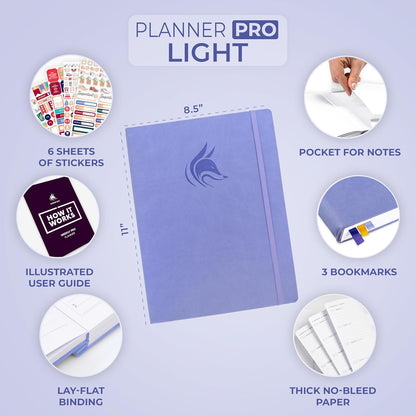 Clever Fox Planner PRO Light – Weekly & Monthly Life Planner to Increase Productivity, Time Management and Hit Your Goals, 8.5x11″ (Lavender)