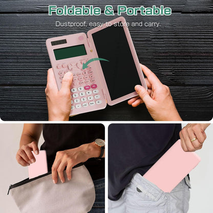 Rechargeable Scientific Calculator for Students, Pink 991ES MAX Foldable Science Calculator with Notepad 417 Function Solar Energy Science Calculators for Middle and High School Supplies (Pink)