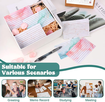 100 Pack Colored Index Cards 3x5 Marble Notecards Lined FlashCards for Studying Heavy Note Cards 180 gsm Memo Cards for Office Home School Supplies