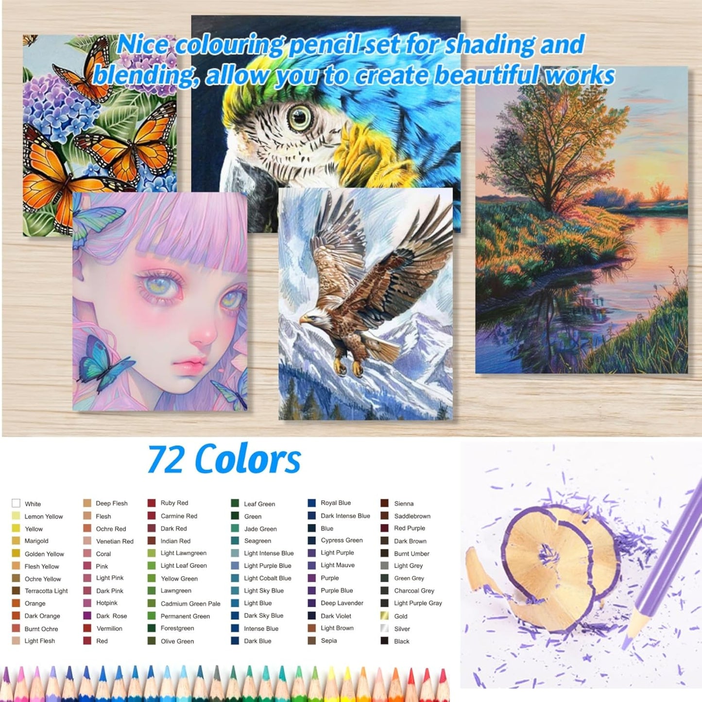 H & B Art Supplies, 72Pack Drawing Supplies for Adults, Drawing Kit with Drawing Book, Coloring Book, Oil-Based Coloured Pencils for Artists