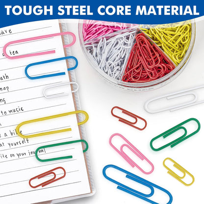 1000 Paper Clips Assorted Sizes, Large, Medium, and Small Colored Paper Clips, Durable, Rustproof, Great for Office Supplies, School, Home Organization(50mm, 33mm, 28mm)