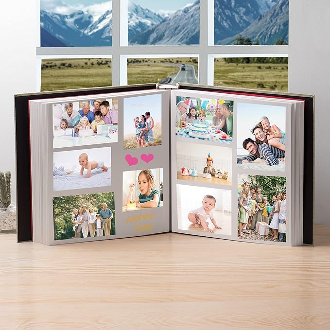 Super Large Photo Album Self Adhesive Scrapbook Album for 4×6 5×7 8×10 10×12 or Bigger Pictures DIY Magnetic Linen Cover Album 80Sheets/160Pages DIY Photo Album(Grass Green)