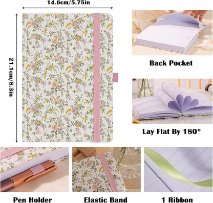 TIEFOSSI Lined Journal Notebook for Women, A5 College Ruled Notebook for Writing, 316 Numbered Pages Thick Paper, Daily Journal, for Work Home School, Note Taking, Business, 8.4 X 5.8 In