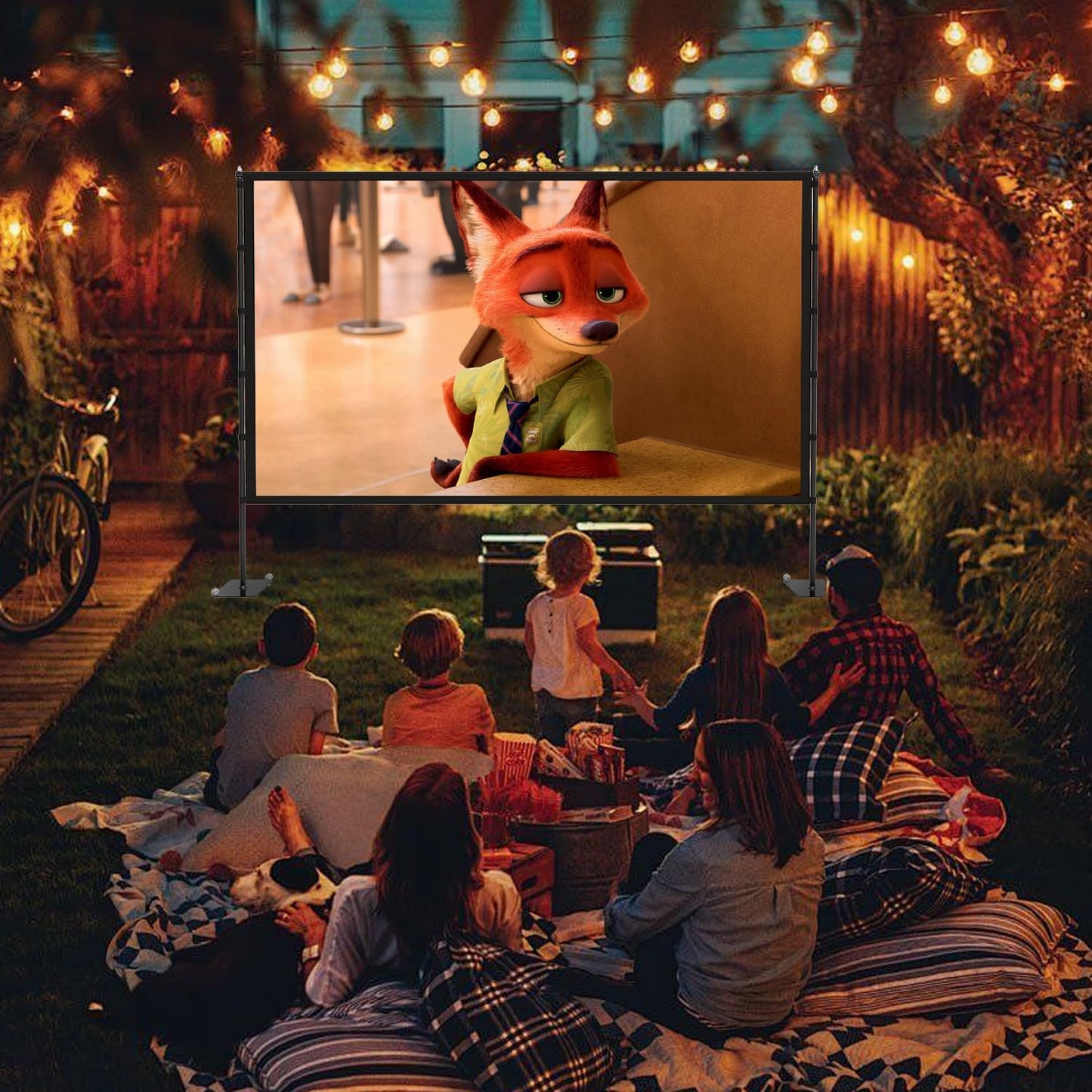 Outdoor Projector Screen with Stand - 120 inch Portable Projector Screens Indoor Outdoor Projector Screen 16:9 4K HD Outdoor Movie Screen with Carry Bag,Enioy Home Theater Projection Screen.