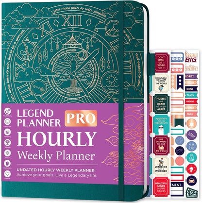 Legend Planner PRO Hourly Schedule - Weekly & Daily Organizer with Time Slots. Appointment Book Journal for Work & Personal, A4 (Dark Teal)