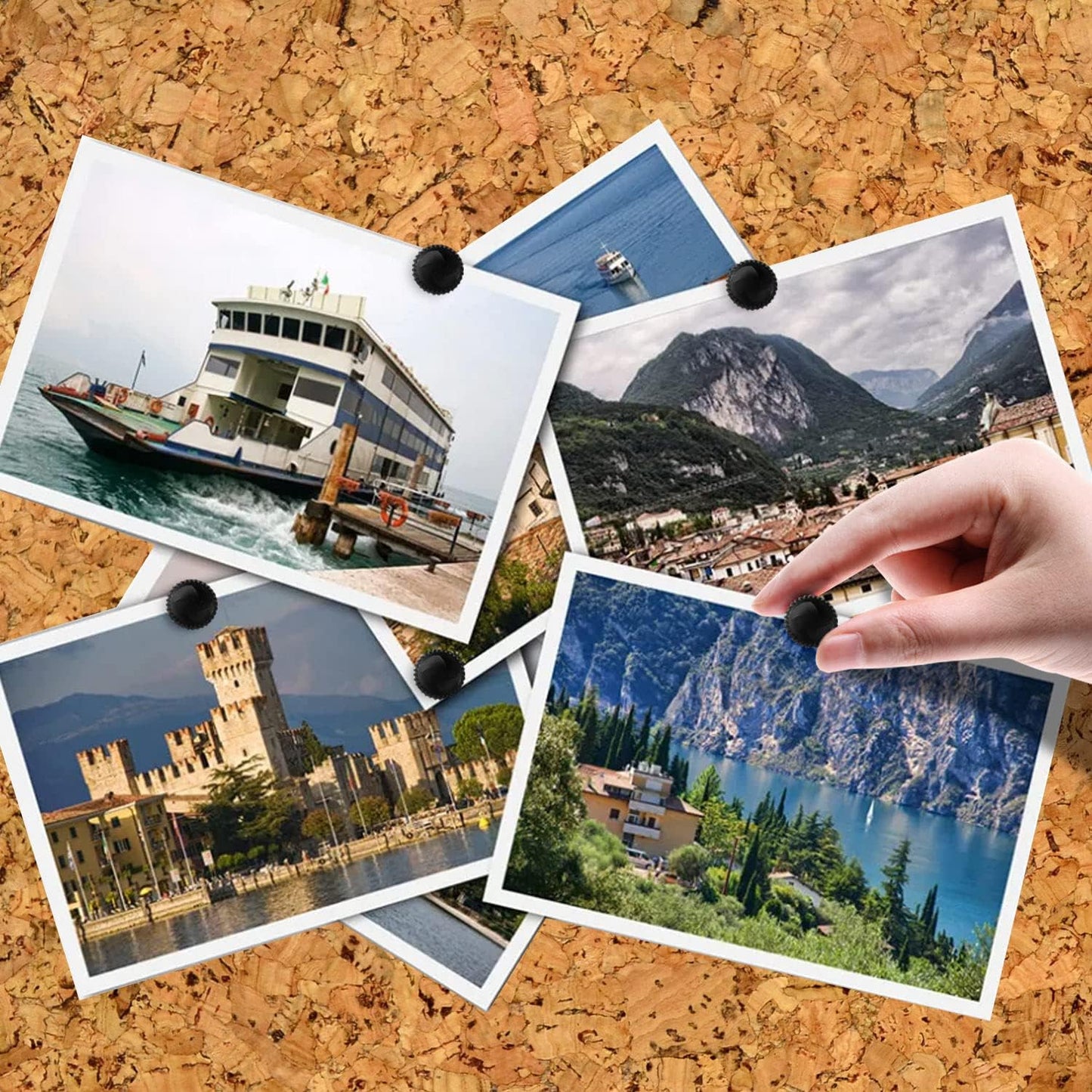 Lunies 50 PCS Black Push Pins for Cork Board, Thumb Tacks for Wall Hangings, Picture Hanging Nails, Flat Decorative Push Pins for Wall, Wall Pins for Hanging