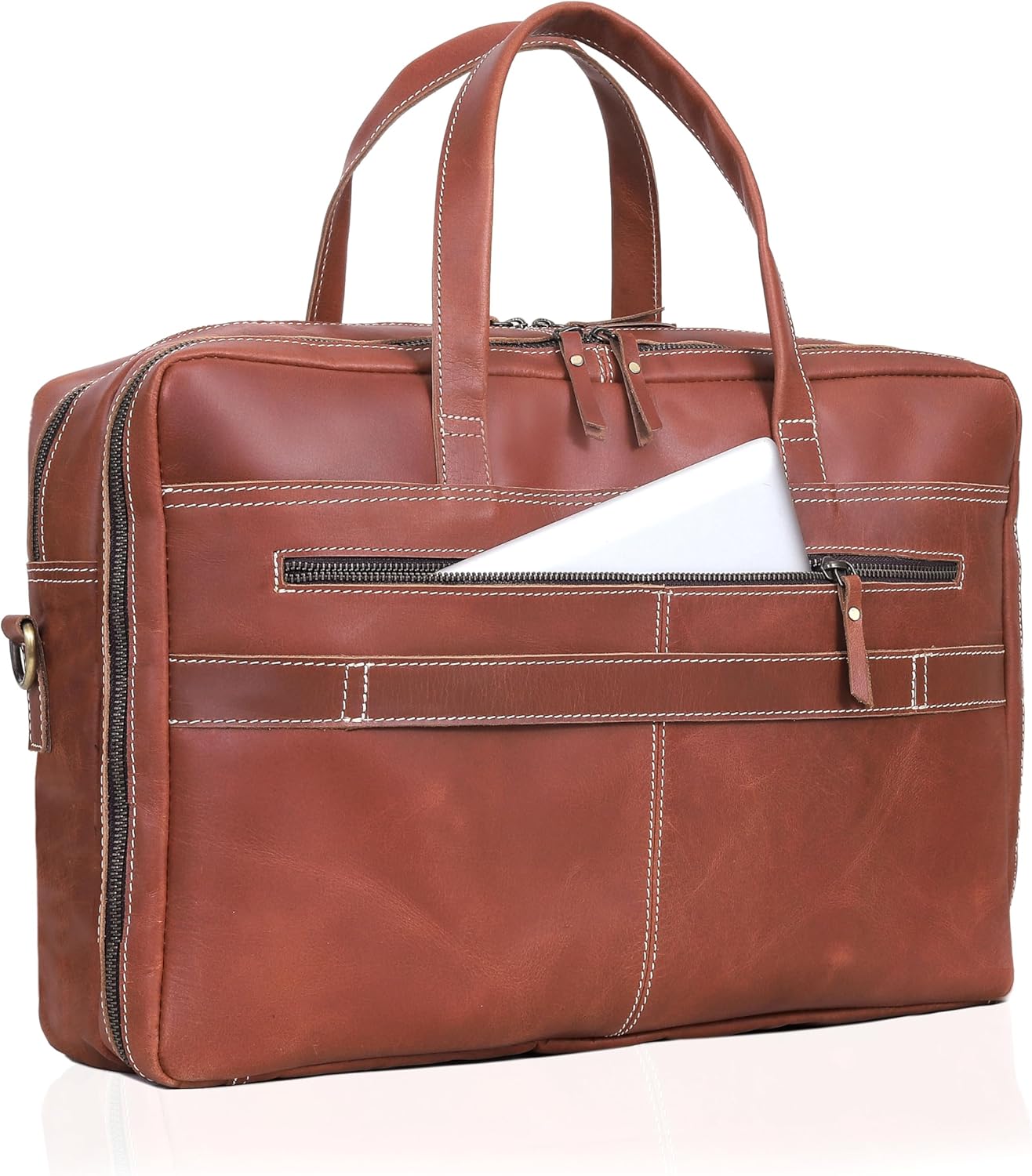 Full Grain italian Leather Briefcase for Men Top Choice Gifts Handcrafted Laptop Bag with Multiple Compartments