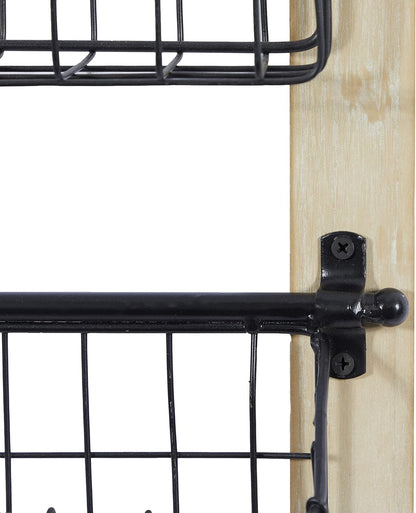 Deco 79 Metal Rectangle Magazine Rack Holder with Suspended Baskets, 14" x 4" x 22", Black, 22"H