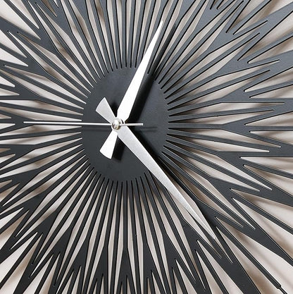 Sun Rays Wall Clock, Large Metal Decorative Wall Clock, Modern Minimalist Wall Decor (Black, Small)