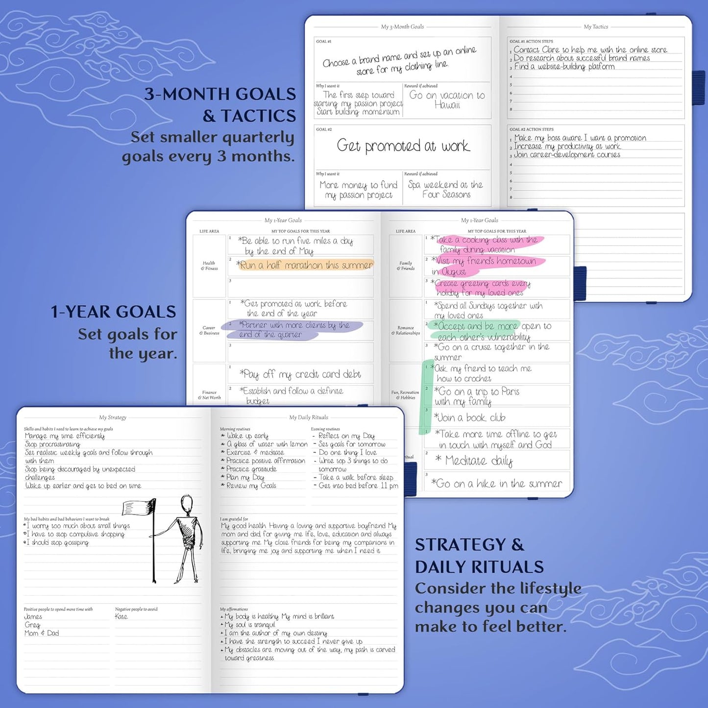 Legend Planner – Weekly & Monthly Life Planner to Hit Your Goals & Live Happier. Organizer Notebook & Productivity Journal. A5 (Royal Blue)