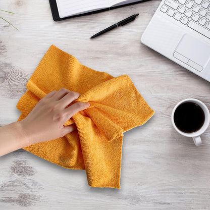Reusable Microfiber Wipes, 50 Packs, Size 14 inches x 14 inches (Orange)