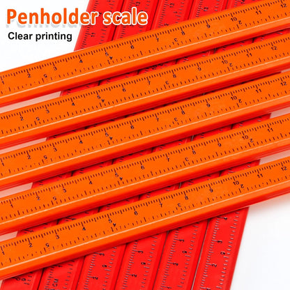 Honoson 200 Pcs Flat Construction Pencils with Printed Ruler Wood Graphite 2 Pcs Carpenter Pencil Sharpener for Woodworking Marking Tool (Orange and Red)