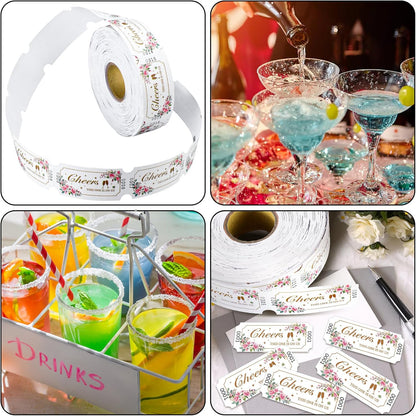 TaoBary 2 Rolls 1000 Pcs Free Drink Ticket Roll Raffle Party Tickets for Events Wedding and Parties(Flower)