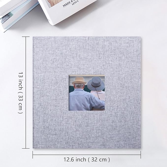 Vienrose Large Photo Album Self Adhesive for 4x6 8x10 10x12 Pictures Linen Scrapbook Album DIY 40 Blank Pages with A Metallic Pen