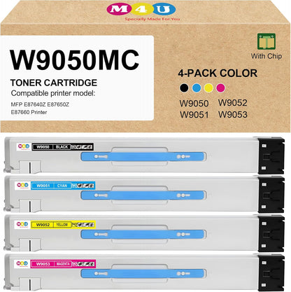 W9050MC W9051MC W9052MC W9053MC Compatible for W9050 Toner Cartridges Set, Works for Color Managed MFP E87640 E87650 E87660 E87640dn E87640z E87650z E87650dn Printers(4 Pack, BCMY)
