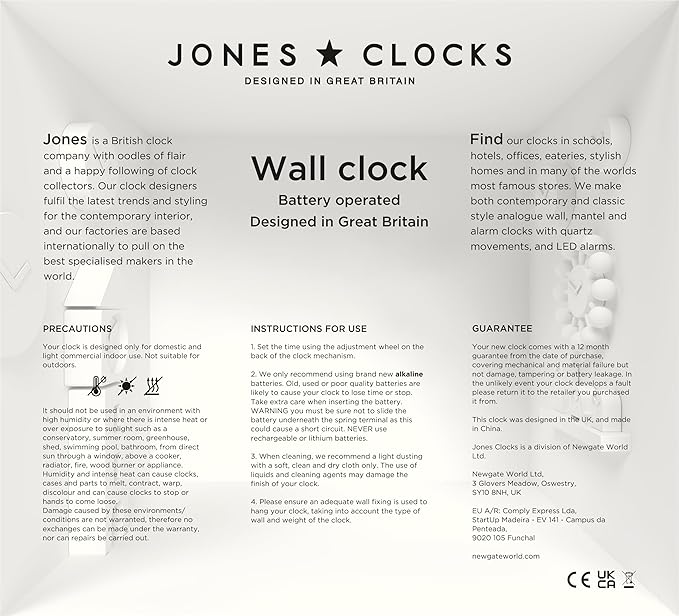 JONES CLOCKS® Fuze Wall Clock | Small Round Clock | Black | Playful Modern Design with Soft sculptural Presence | Ideal for Kitchens Living Rooms Kid's bedrooms