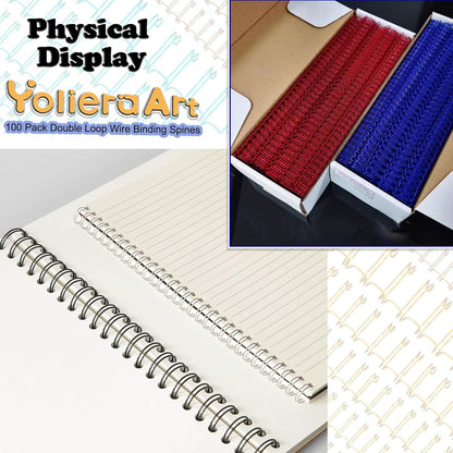 100 Pack Double Loop Wire Binding Spines, YolieraArt Wire Binding Spines, 5/16 Inch Binding Wire for Letter Size (40 Sheet Capacity, 100P, 3:1 Pitch, Red)