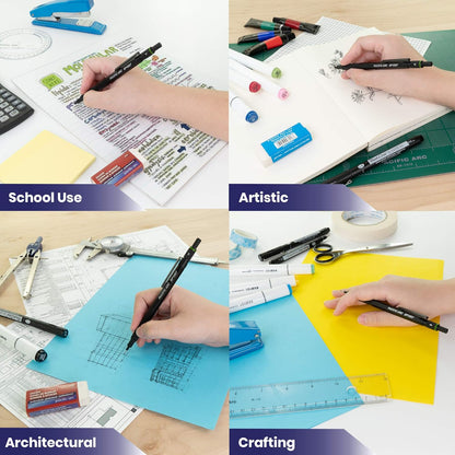 Pacific Arc Chromagraph Metal Mechanical Pencil .7 mm Black Barrel Mechanical Pencil with Built In Lead Pencil Grade Indicator, Lead Pencil Holder for Drafting, Sketching, and Drawing