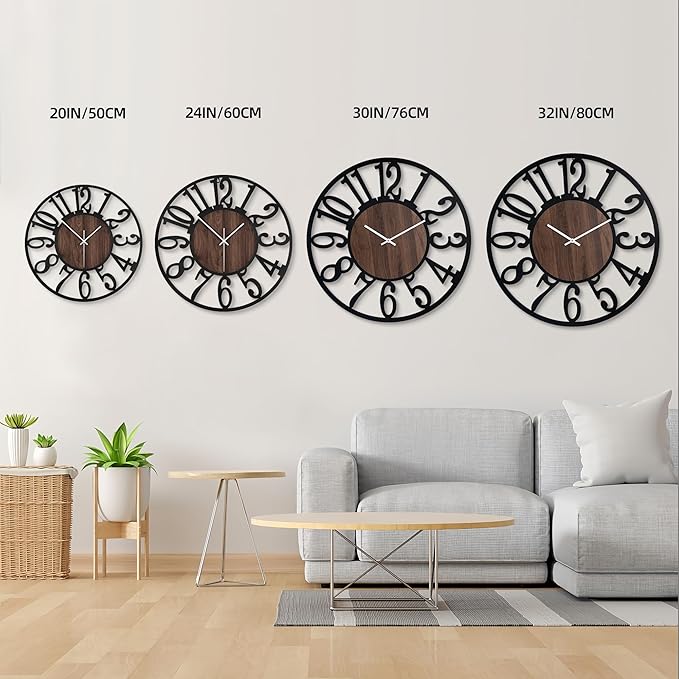 30 Inch Large Metal Wall Clock with Voice and Light Sensor Night Light, Glow in The Dark Non-Ticking Silent Battery Operated Decorative Oversized Wall Clock for Bedroom Living Room Decor