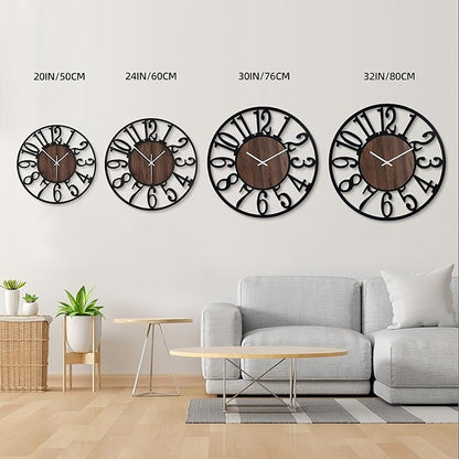 30 Inch Large Metal Wall Clock with Voice and Light Sensor Night Light, Glow in The Dark Non-Ticking Silent Battery Operated Decorative Oversized Wall Clock for Bedroom Living Room Decor