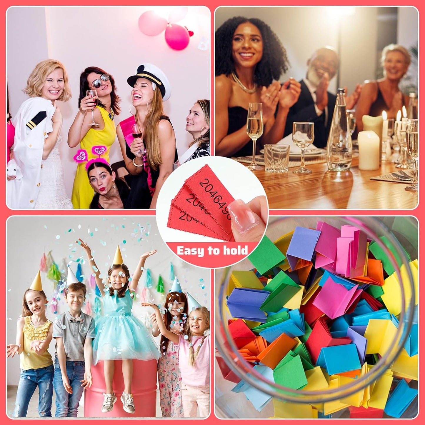 Kosiz 504 Sheets 25 Bid Raffle Ticket with Different Numbers Per Sheet Chinese Auction Tickets for Events Church Basket Auction Silent (Red)