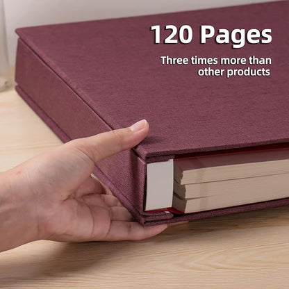 Large Photo Album Self Adhesive 4x6 5x7 3x5 8.5x11 Scrapbook Magnetic Album DIY Scrap Book Length 13 x Width 12.8 (Inches) 120 Sticky Pages Linen Cover DIY Photo Album (PurPle)