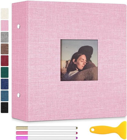 Zesthouse 18 In Photo Album Self Adhesive with Picture Display Window, 3-Ring Scrapbook Albums 60 Pages Holds 10x12 8x10 5x7 4x6 Photos, DIY Photo Book Ideal Gift for Family Wedding Baby