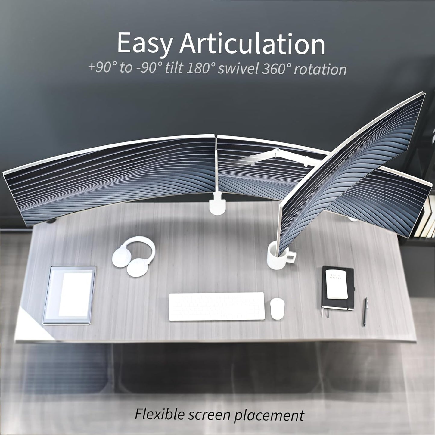 VIVO Dual Ultrawide Monitor Desk Mount, Heavy Duty Fully Adjustable Steel Stand, Holds 2 Computer Screens up to 38 inches and Max 22lbs Each, White, STAND-V038W