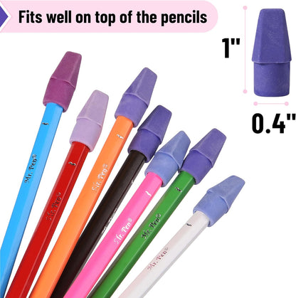 Mr. Pen- Pencil Top Erasers, 120 Pack, 6 Different Purple Shade Colors, Latex-Free & No Smudge Pencil Eraser Tops, Back to School Supplies