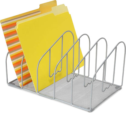 Deco Brothers File Sorter Organizer for Desk, 5 Sections, Silver