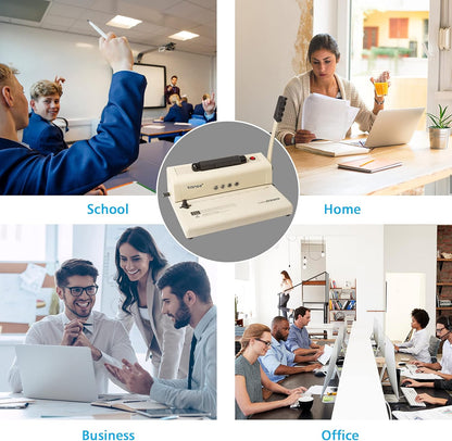 TIANSE Binding Machine, Spiral Coil Binder Machine, Electric Coil Inserter, 15 Sheets Punch Capacity, Suit for Letter Size / A4 / A5 Book Maker, with 100pcs 5/16'' Plastic Coil Binding Spines & Plier