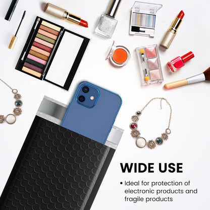 Fuxury Bubble Mailers 4x8 Inch 500 Pack Padded Envelopes Usable Size 4x7" Thick Mailing Envelopes Bubble Opaque Padded Mailers Shipping Bags for Mailing Jewelry Makeup Small Business Black