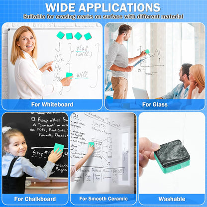 EAONE 48 Pack Dry Erase Eraser, Magnetic Whiteboard Cleaner Mini Chalkboard Cleansers for Classroom, School, Office, Home (Green, 1.97 x 1.97 Inch)