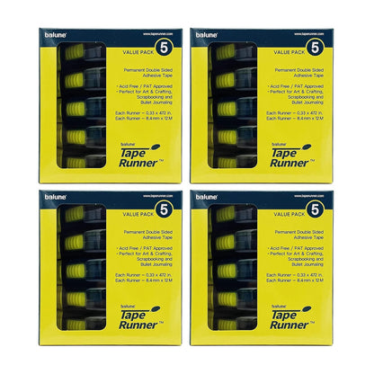 Tape Runner - Double Sided Adhesive with Dispenser Roller Included - Acid Free, Sticky, Clear & Transparent - Ideal for Scrapbooking, Crafts & More - Boomerang (417 inches per Cartridge), 20 Cartridge
