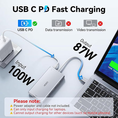 USB C Docking Station Dual Monitor Adapter for Dell HP, Laptop Docking Station 3 Monitors Quadruple Display USB C Hub Dongle to 4K HDMI+DisplayPort+VGA,100W PD, 3USB2.0, 8 in 1 Thunderbolt Dock