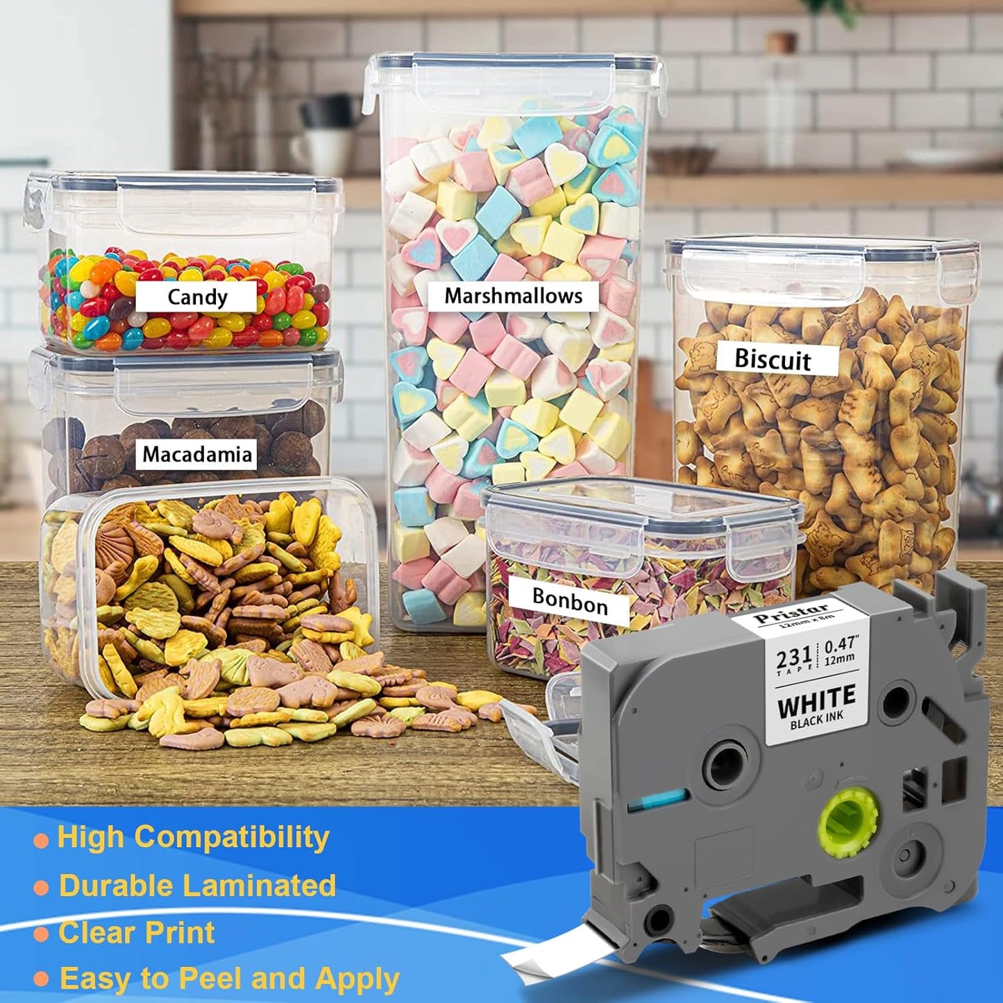 30x Replace for Brother Label Maker Tape 12mm 0.47 Laminated White TZ Tape Work with Brother P Touch PTH210 PTD220 PTH110 PT-1280 PT-1880 Label Maker Refills, Black on White, 1/2 Inch x 26.2 Feet