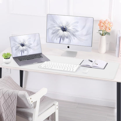 AFIING Leather Desk pad Protector, Large Non-Slip Office Desk Mat with Natural Cork & PU Leather, Waterproof Writing Mouse Pad for Office and Home (55in*17in,White)